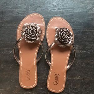 Carlos by Carlos Santana rose flip flops